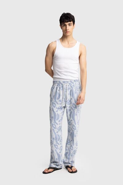 Hiccup GIESTO Pantaloni bărbătești din bumbac, tricot, cu flori