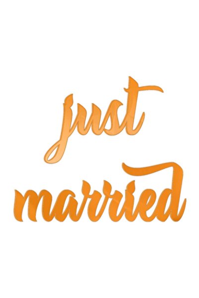 Decoratiuni Dulci Topper decor lateral Just Married - Portocaliu
