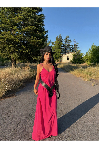 kırmızı butiks Fuchsia Riva Strappy Draped Dress