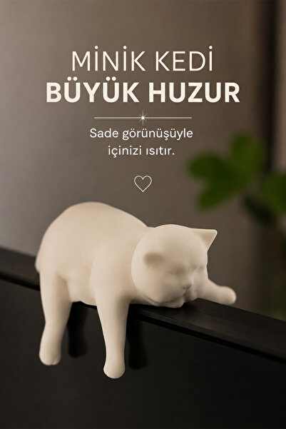 İBERİALHOME Kedi Figürlü Dekoratif Obje Biblo | Minimal Uyuyan Kedi Heykeli |...