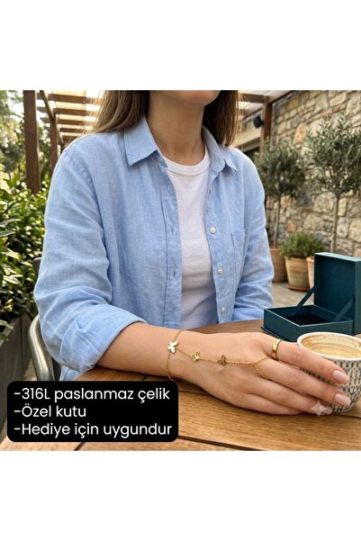 HER ŞEY NOTA www.herseynota.com Butterfly Grace Hand Chain Shahmeran Bracelet...