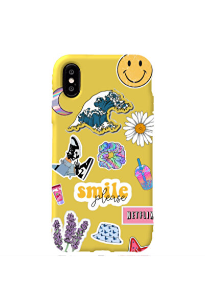 Other Apple iPhone Xs Smile Moon Yellow Colored Silicone TPU Θήκη