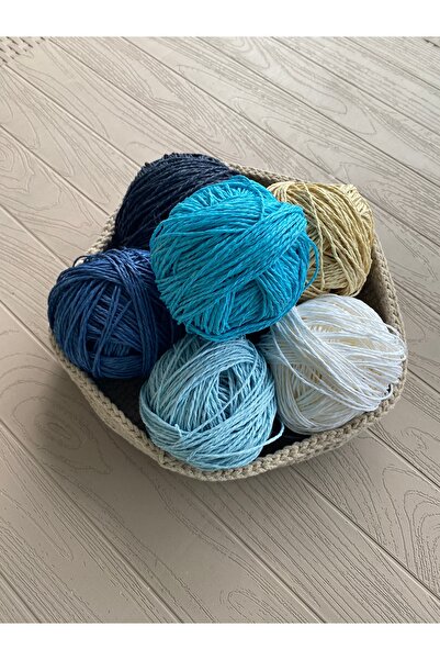 NEVALİN Kağıt ip 6'lı set Mavi renkler ( 50 gr x 6 ) 300 gram