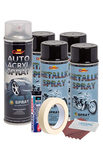 OEM Kit complet reparatie si vopsire jante culoare Negru Metalizat, V4