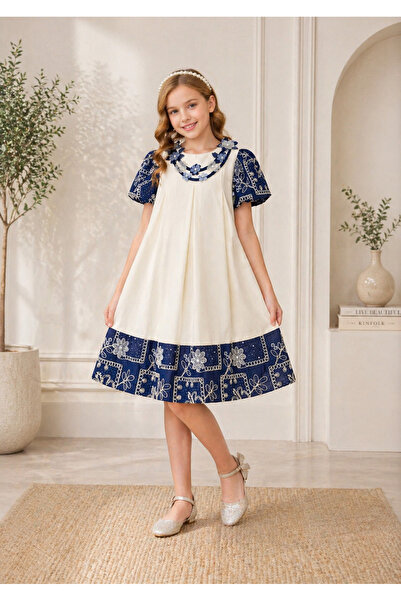JO FASHION Classic Girls' Dress with Elegant Embroidery