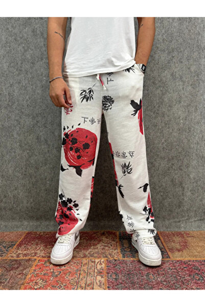 FıttingRoom Straight Leg Patterned Trousers with Elastic Waist