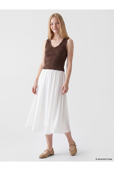 LC Waikiki Trendlucky High Waist A-Line Skirt with Difference in Color
