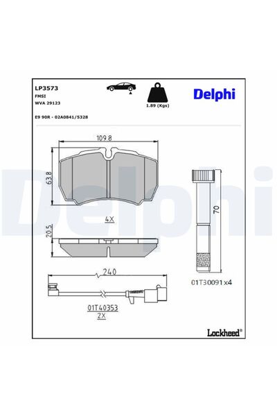 DELPHİ Placute Frana Spate Brembo Iveco Daily Iv Daily V Daily Vi Elettrico-f...