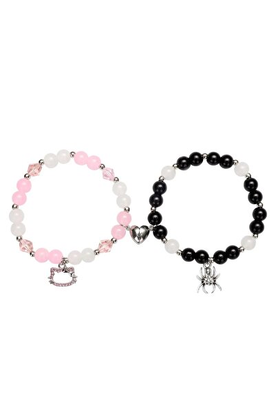 Choice3 ASL70123C 2 PCS Spider Cat Charm Beaded Bracelet For Best Friend Mult...