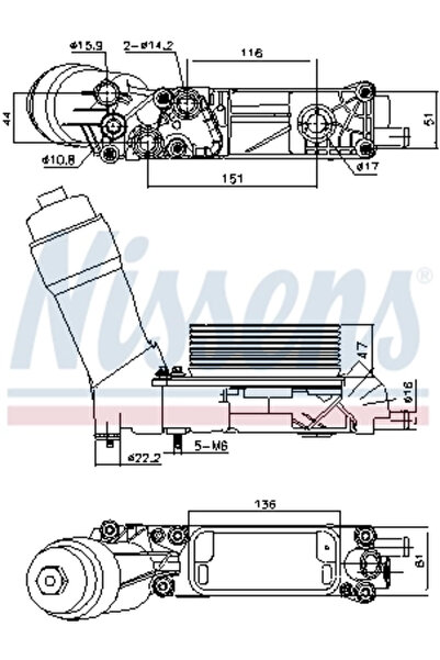 Nissens Radiator Ulei Motor CHRYSLER 300C/VOYAGER 5 DODGE JOURNEY FIAT FREEMO...