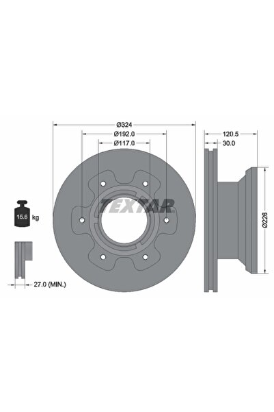 TEXTAR Set 2 Discuri Frana Spate Dreapta/Stanga Mercedes Vario (b667 B670 B66...