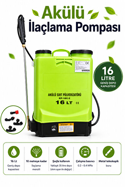 NZB Sırt Tipi İlaçlama Pompası Şarjlı 16 Lt Elektrikli Ağaç Dal Bağ Bahçe Bit...