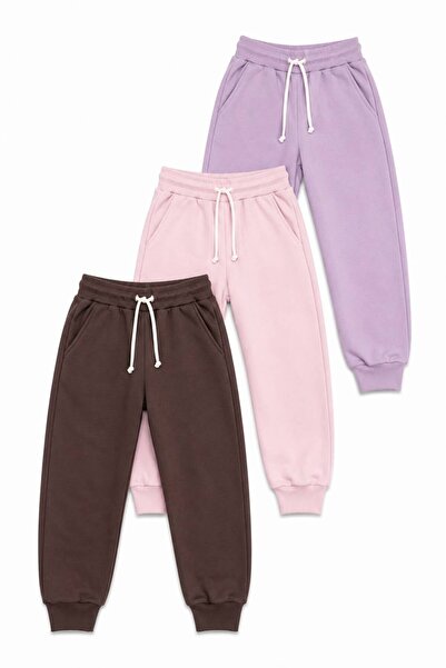 YİGİT BUTİK Girls' Sweatpants 4-12 Years Old, Elastic Waist, Lace-Up, Pockets...