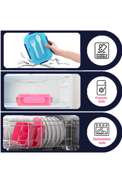 STAR BABiES - Lunch Box with 4 Compartments, BPA Free, Leak-Proof with Stainl...