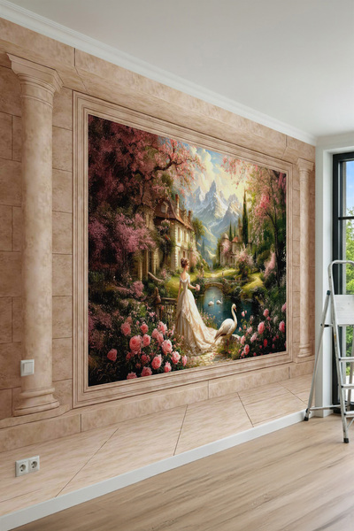 dreamwall Sütunlu Royal Garden Desenli Tek Parça Tekstil Duvar Kağıdı