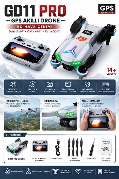SFL Product GD11 PRO GPS Akıllı Drone | Ekranlı Kumanda, HD Kamera, 5G Görünt...