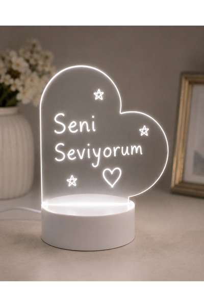 ARVALE Kalpli Yazı Yazılan Özel Kalemli Silgili Romantik Hediye Gece Lambası ...