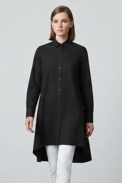 Şiir Tekstil Vayn Comfortable Fit Back Long Flywheel Skirt Buttoned Long Slee...
