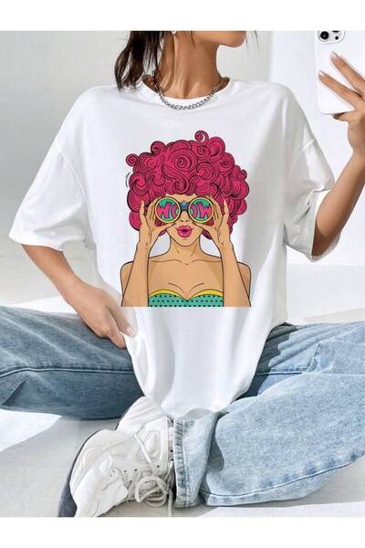 classy moda Γυναικείο μπλουζάκι Oversize Cool Street Vibe με στάμπα και λαιμό...