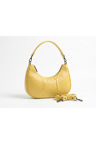Rubel Bags Genuine Leather Women's Baguette Bag with Long Detachable Strap