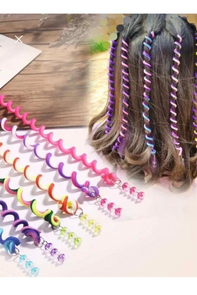 SHEKER HOME 1Pc Colorful Spiral Hair Wrap Accessory for Girls and Baby Heatless Hair Styling Spiral Braid Barrette