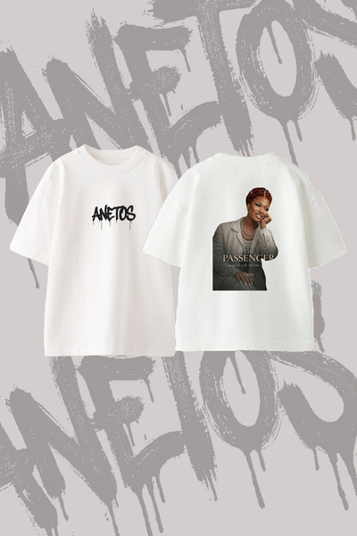 Anetos Megan Thee Stallion_5 Design Printed Oversize Crew Neck T-Shirt White