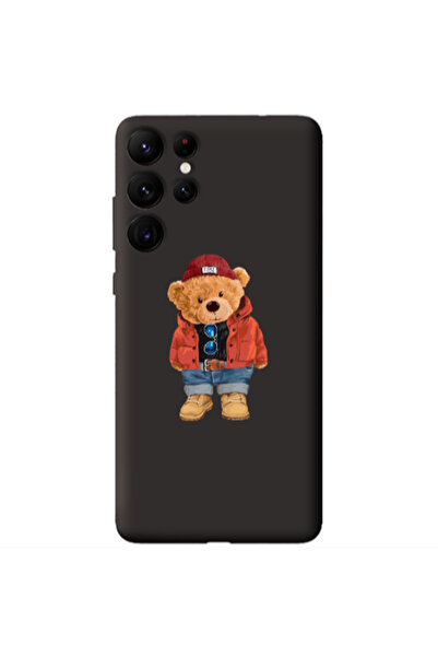 Other Samsung S22 Ultra Bear in a hat Black Colored Silicone TPU Θήκη