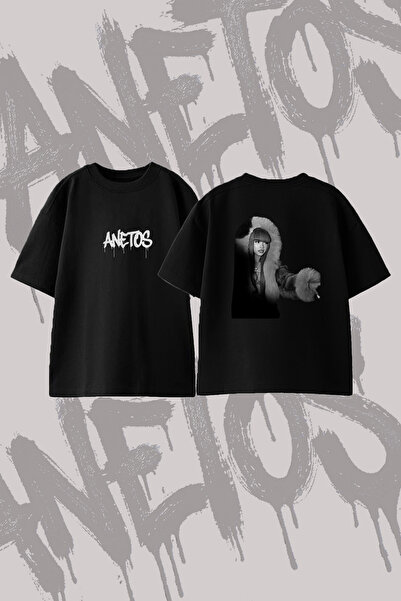 Anetos Nicki Minaj_6 Design Printed Oversize Crew Neck T-Shirt Black
