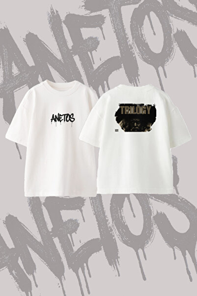 Anetos The Weeknd Trilogy Design Τυπωμένο T-Shirt Oversize με λαιμόκοψη Crew ...