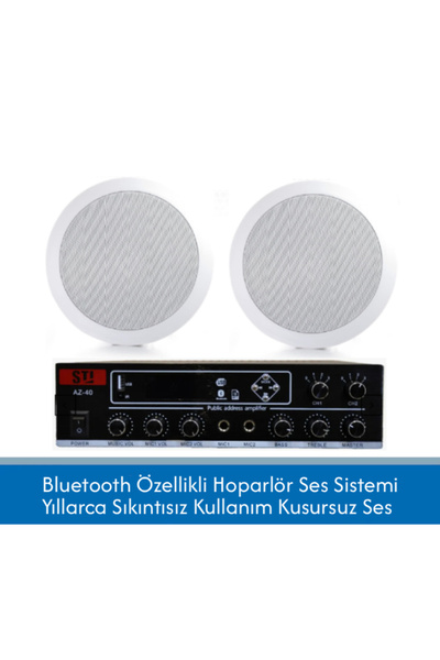 STİ 2 Adet 16cm Tavan Hoparlörü ve Bluetooth Amfi Paketi – Mağaza, Ofis ve Ev...