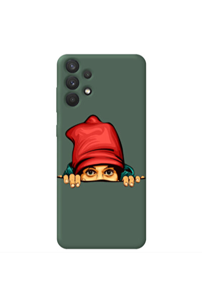 Other Samsung A32 4G Hidden Girl Dark Green Colored Silicone TPU Θήκη