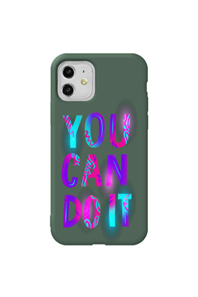 Other Apple iPhone 11 You Can Doit Dark Green Colored Silicone TPU Θήκη