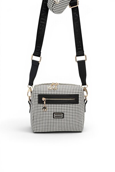 Silver Polo Black - Black Houndstooth Plaid Women's Crossbody Bag Sp1038