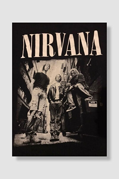 Luna Marissa Nirvana poster na ulici, fotografija benda, crno-beli vintage po...