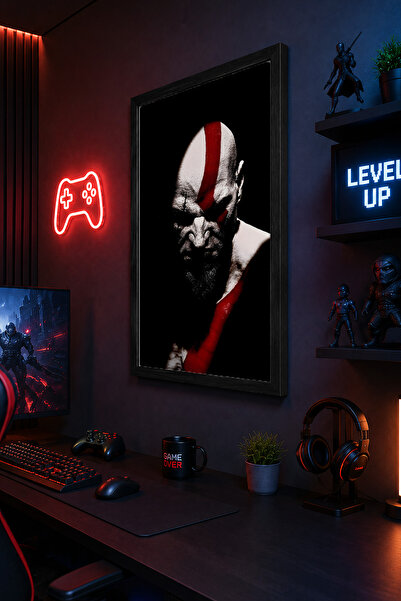 Charmbi God Of War 21x30 Tablou modern de perete înrămat în negru, afiș cu ac...
