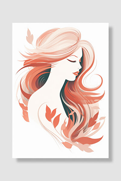 Luna Marissa Poster minimalist pentru femei, cu păr roșu lung, ilustrație ele...