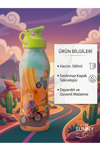 GELDİMİCOM Çocuk Su Matarası 500 ml - Sızdırmaz Kapaklı BPA İçermez Okul Suluğu