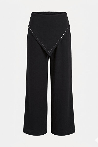 Ruby Waist Tie Scarf Detail Loose Trousers - Black Black