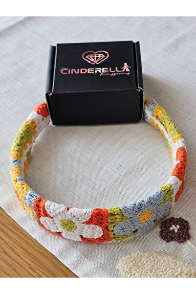 Cinderella Coroană boemă pentru femei, tricotată manual, cu motiv margaretă -...