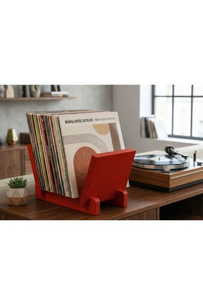 Vivense WOODESK, VİNTRA PLAK, DERGİ, GAZETE, KİTAP İÇİN MODÜLER RAF, KIRMIZI ...