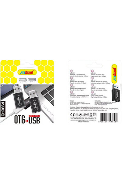 Andowl Μετατροπέας Προσαρμογέας USB Type-C Q-a664 OTG+USB "
