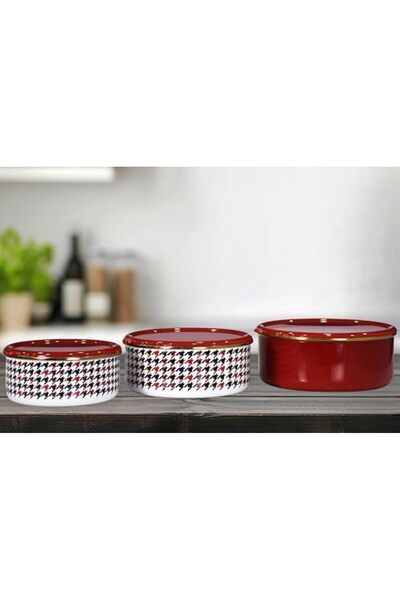 Yıldızan Albemo Forte Red Enamel Triple Storage Set 888483