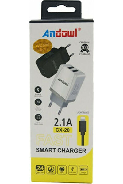 Andowl Φορτιστής με 2 θύρες USB-A και καλώδιο micro USB Μαύρο (CX-20)
