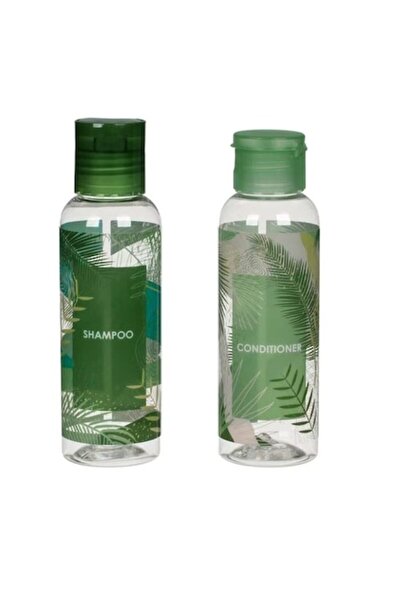 OEM Set of 2 travel containers, tropical leaf model, made of transparent plas...