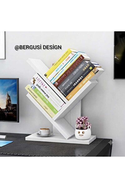 Bergusi Design Modern Zikzak Masa Üstü Kitaplık - Minimalist Dekoratif Raf