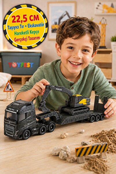 TOYFEST Carrier Truck and Excavator Construction Vehicle Toy Set 22.5 cm