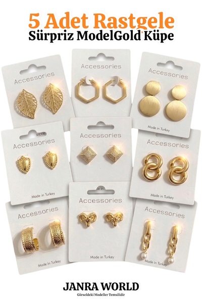 JANRA WORLD 5 Pieces Random Surprise Model Earring Set - Special Gift for Lov...