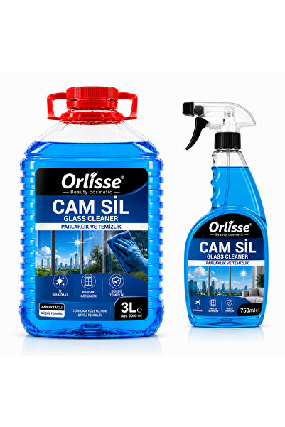 orlisse beauty cosmetic Orlisse Cam Sil Temizlik Seti – 3 L Dolum + 750 ml Sp...