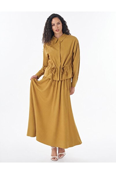 KYR 100% Cotton Skirt Suit Dark Mustard