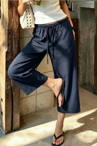 COOL TARZ Women's Linen Blend Elastic Waist Lace-Up Loose-Leg Comfortable Cut...
